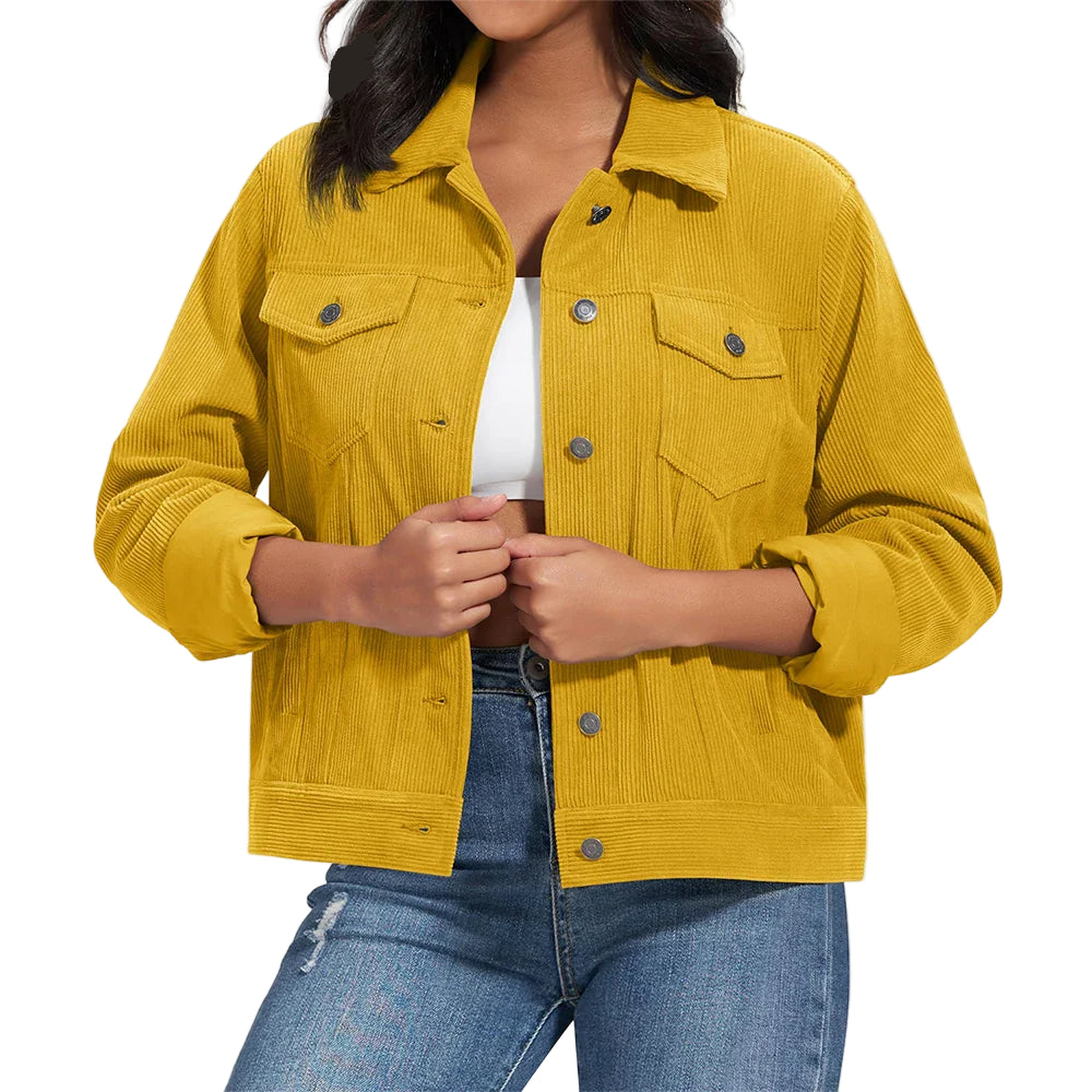Jento Cargojacke Damen aus Cord | Leicht, Warm, Mit Knöpfen-1