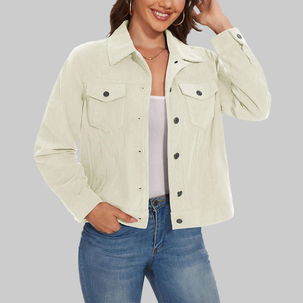 Jento Cargojacke Damen aus Cord | Leicht, Warm, Mit Knöpfen-2