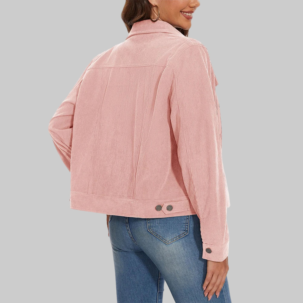 Jento Cargojacke Damen aus Cord | Leicht, Warm, Mit Knöpfen-3