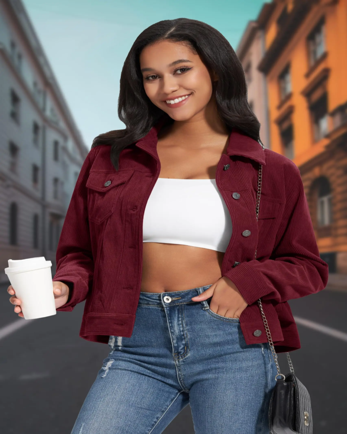 Jento Cargojacke Damen aus Cord | Leicht, Warm, Mit Knöpfen-6