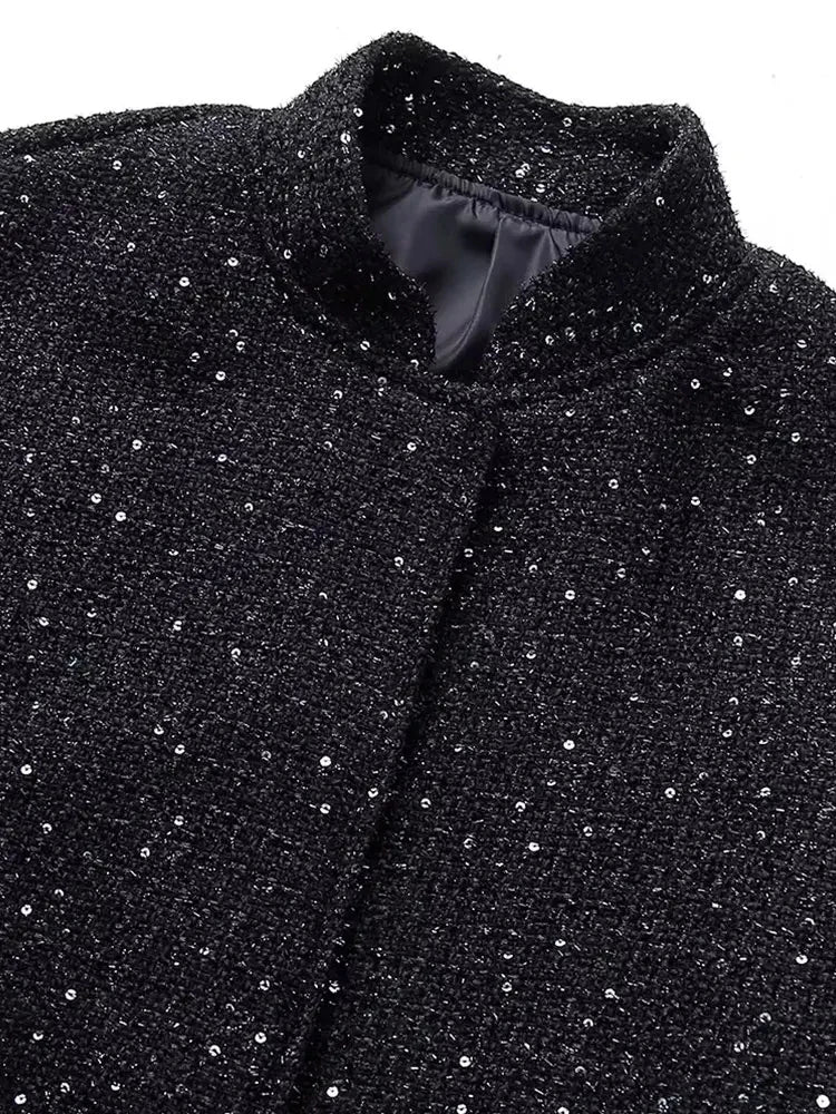 Liro Jacke Damen Glänzend mit Pailletten für besondere Anlässe | Stehkragen, Langarm, Elegante Verarbeitung 2