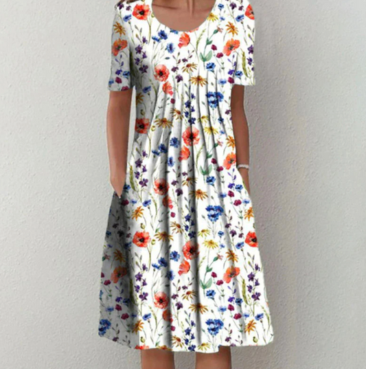 Daisy Damen-Midikleid – Leuchtender Druck, Sommer-Essential