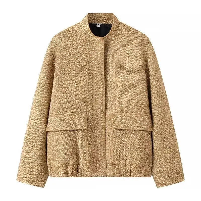 Liro Jacke Damen Glänzend mit Pailletten für besondere Anlässe | Stehkragen, Langarm, Elegante Verarbeitung 8
