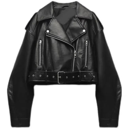 Taro Jacke Damen Vintage Kunstleder Oversized mit Gürtel | Lässig, Biker-Style, Feminine Silhouette 6